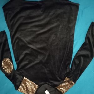 Black long sleeve shirt with gold sequins